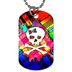 Rainbow Plaid Skull Dog Tag (one Sided)