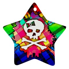 Rainbow Plaid Skull Star Ornament (two Sides)