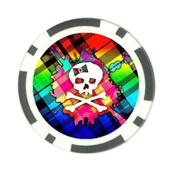 Rainbow Plaid Skull Poker Chip