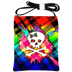 Rainbow Plaid Skull Shoulder Sling Bag