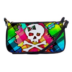 Rainbow Plaid Skull Evening Bag