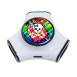 Rainbow Plaid Skull 3 Port USB Hub Front