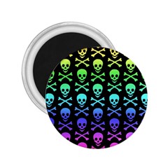 Rainbow Skull And Crossbones Pattern 2 25  Button Magnet by ArtistRoseanneJones