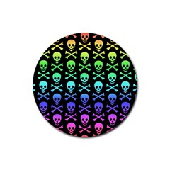 Rainbow Skull and Crossbones Pattern Drink Coaster (Round)