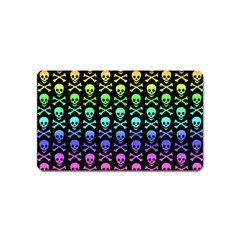 Rainbow Skull And Crossbones Pattern Magnet (name Card) by ArtistRoseanneJones