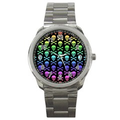 Rainbow Skull and Crossbones Pattern Sport Metal Watch