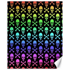 Rainbow Skull and Crossbones Pattern Canvas 16  x 20  (Unframed)