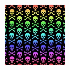 Rainbow Skull And Crossbones Pattern Glasses Cloth (medium, Two Sided) by ArtistRoseanneJones