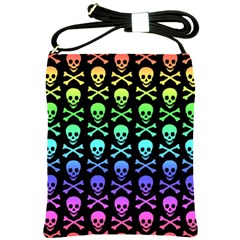 Rainbow Skull and Crossbones Pattern Shoulder Sling Bag