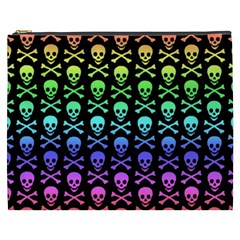 Rainbow Skull And Crossbones Pattern Cosmetic Bag (xxxl) by ArtistRoseanneJones