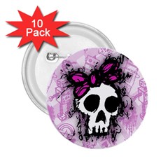 Sketched Skull Princess 2 25  Button (10 Pack) by ArtistRoseanneJones