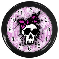 Sketched Skull Princess Wall Clock (black)