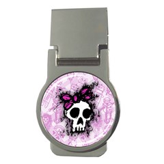 Sketched Skull Princess Money Clip (round)