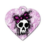 Sketched Skull Princess Dog Tag Heart (Two Sided) Back