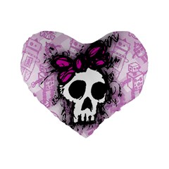 Sketched Skull Princess Standard 16  Premium Heart Shape Cushion  by ArtistRoseanneJones