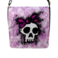 Sketched Skull Princess Flap Closure Messenger Bag (l) by ArtistRoseanneJones