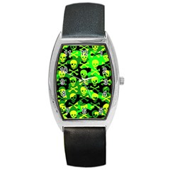 Skull Camouflage Tonneau Leather Watch by ArtistRoseanneJones