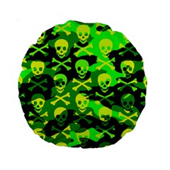 Skull Camouflage Standard 15  Premium Round Cushion  by ArtistRoseanneJones