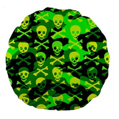 Skull Camouflage Large 18  Premium Round Cushion  by ArtistRoseanneJones