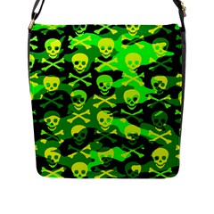 Skull Camouflage Flap Closure Messenger Bag (l) by ArtistRoseanneJones