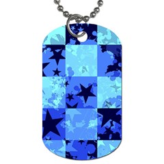 Blue Star Checkers Dog Tag (two-sided)  by ArtistRoseanneJones