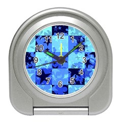 Blue Star Checkers Desk Alarm Clock by ArtistRoseanneJones