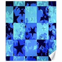 Blue Star Checkers Canvas 20  X 24  (unframed) by ArtistRoseanneJones