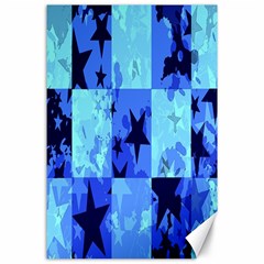 Blue Star Checkers Canvas 24  X 36  (unframed) by ArtistRoseanneJones
