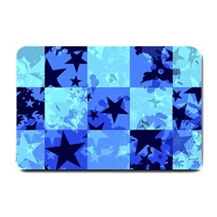 Blue Star Checkers Small Door Mat by ArtistRoseanneJones