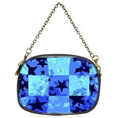 Blue Star Checkers Chain Purse (two Sided)  by ArtistRoseanneJones