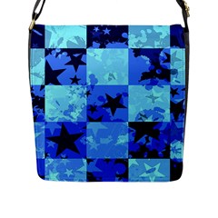 Blue Star Checkers Flap Closure Messenger Bag (l) by ArtistRoseanneJones