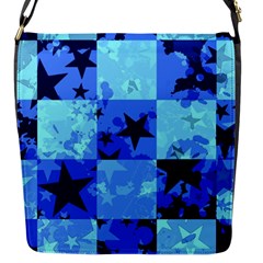 Blue Star Checkers Flap Closure Messenger Bag (small) by ArtistRoseanneJones