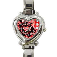 Love Heart Splatter Heart Italian Charm Watch  by ArtistRoseanneJones