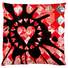 Love Heart Splatter Large Cushion Case (single Sided)  by ArtistRoseanneJones