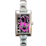 Pink Scene kid Rectangular Italian Charm Watch Front