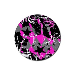 Pink Scene Kid Drink Coaster (round) by ArtistRoseanneJones