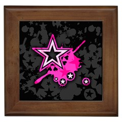 Pink Star Graphic Framed Ceramic Tile by ArtistRoseanneJones