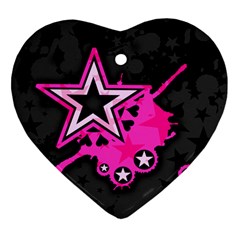 Pink Star Graphic Heart Ornament by ArtistRoseanneJones