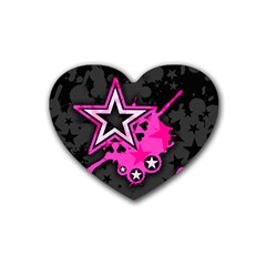 Pink Star Graphic Drink Coasters 4 Pack (heart)  by ArtistRoseanneJones