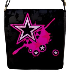 Pink Star Graphic Flap Closure Messenger Bag (small) by ArtistRoseanneJones