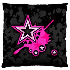 Pink Star Graphic Large Flano Cushion Case (one Side) by ArtistRoseanneJones