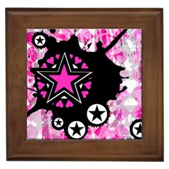 Pink Star Splatter Framed Ceramic Tile by ArtistRoseanneJones