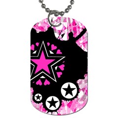 Pink Star Splatter Dog Tag (two-sided)  by ArtistRoseanneJones