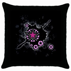 Pink Star Explosion Black Throw Pillow Case by ArtistRoseanneJones