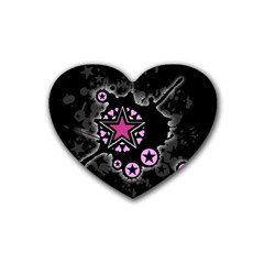 Pink Star Explosion Drink Coasters 4 Pack (heart)  by ArtistRoseanneJones