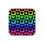 Rainbow Stars and Hearts Drink Coasters 4 Pack (Square) Front