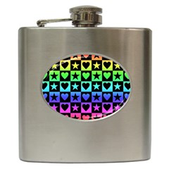 Rainbow Stars And Hearts Hip Flask by ArtistRoseanneJones