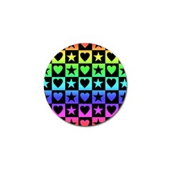 Rainbow Stars And Hearts Golf Ball Marker by ArtistRoseanneJones