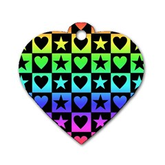 Rainbow Stars And Hearts Dog Tag Heart (one Sided)  by ArtistRoseanneJones