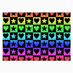 Rainbow Stars And Hearts Glasses Cloth (large, Two Sided) by ArtistRoseanneJones
